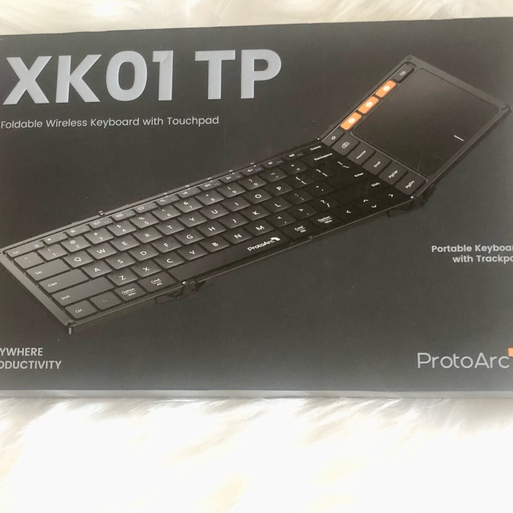 Foldable Wireless Bluetooth Keyboard in Dark Gray with Orange Accent